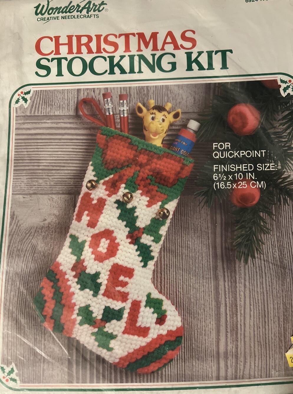 Vintage Noel Christmas Stocking Kit Wonder Art #6924 6.5 x 10 Quickpoint